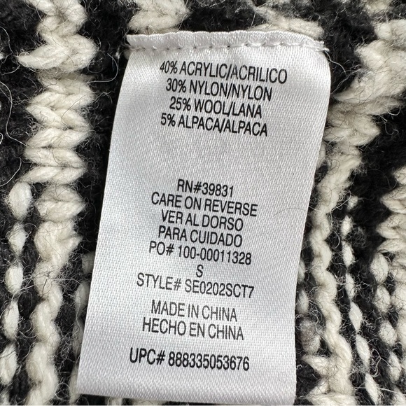 Sam Edelman cardigan Sweater size S Wool Alpaca Blend black & white pockets warm - Picture 4 of 11